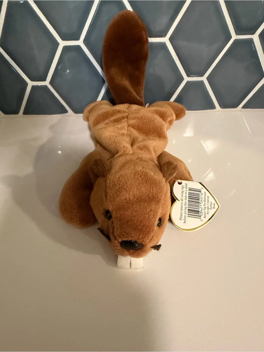 Vintage Ty Beanie Baby - Bucky the Beaver (Style 4016) - Retired 1995